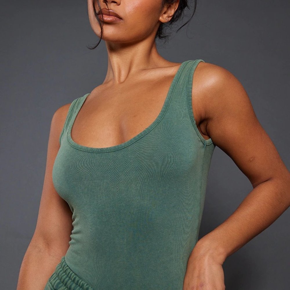 Martin + Osa Moss Green Ribbed Tank Sz M